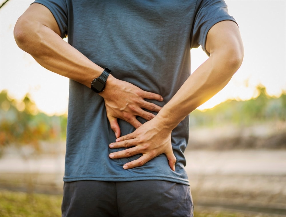 Athlete with groin pain from a sports injury